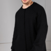 Black-knit oversized pullover for men
