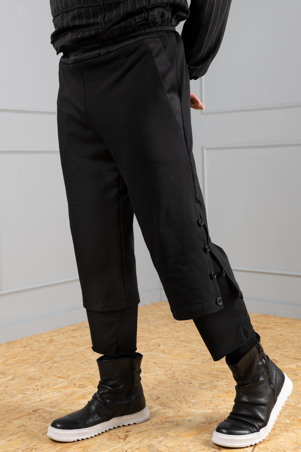 Summer Single Jersey Slim Fit Trouser For Men-Navy With Skin Pannel-SP -  BrandsEgo