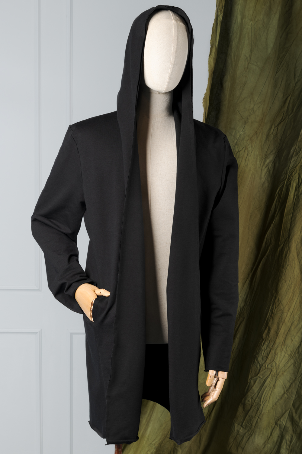 Black Hooded / Asymmetrical Hooded Jacket/Hooded Coat/Cotton Asymmetrical Hooded Jacket/Black outlet hooded/Oversized Unisex Hood/Cardigan Cotton/